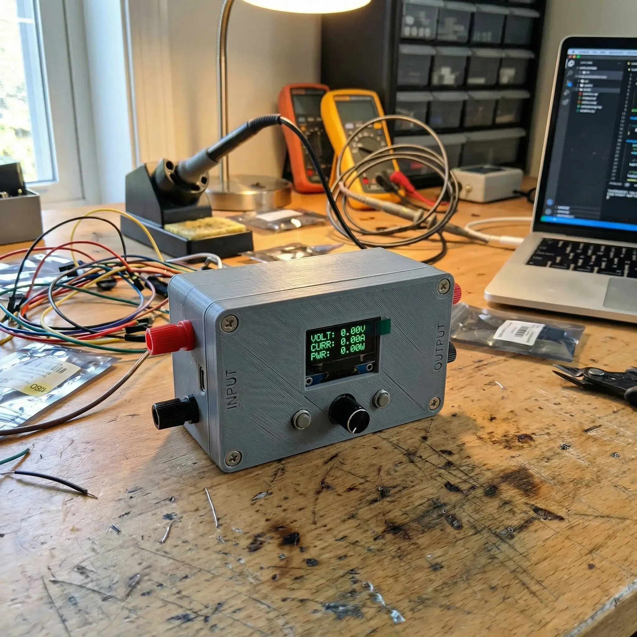 Portable measurement instrument on a workbench