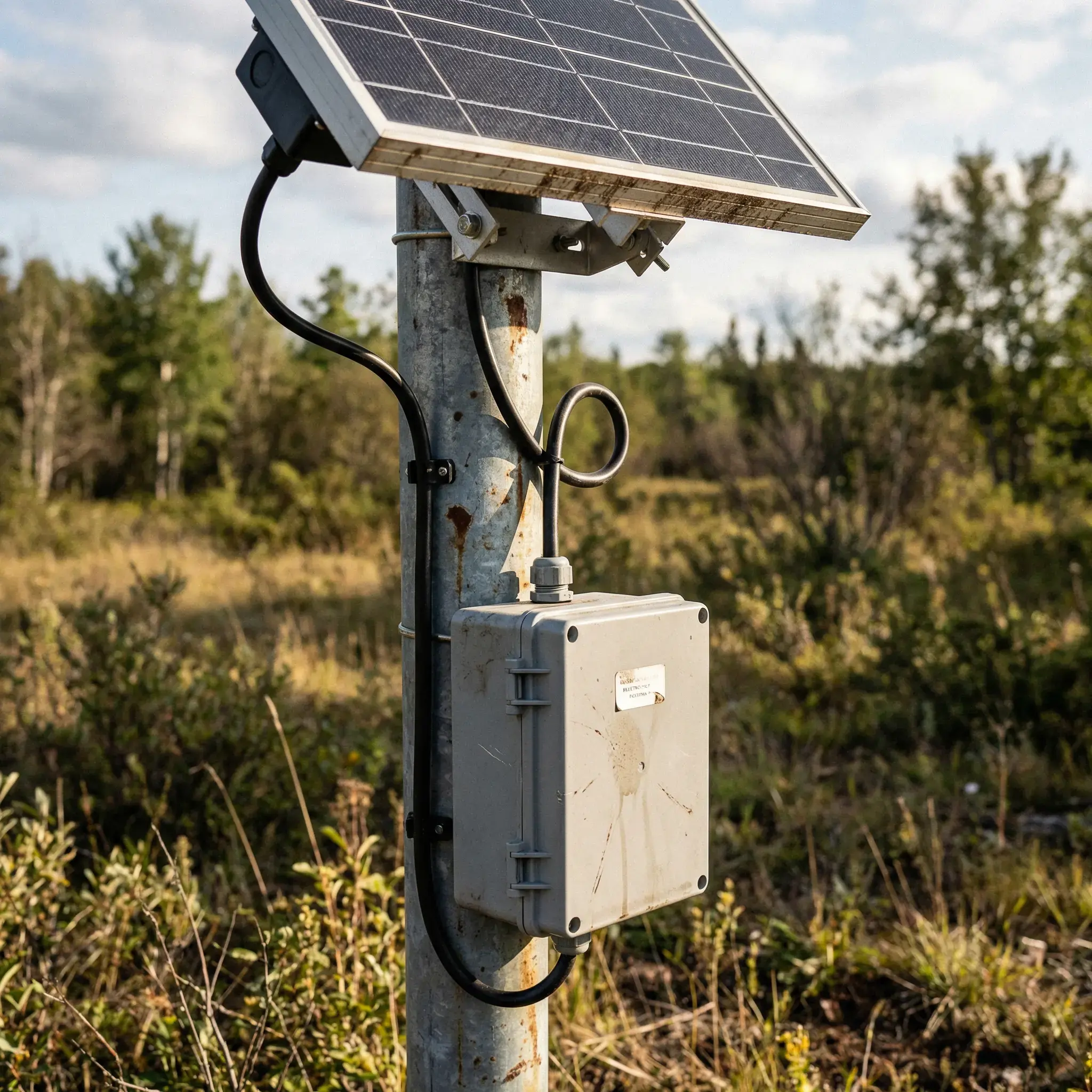 Solar panel installation with battery-powered enclosure